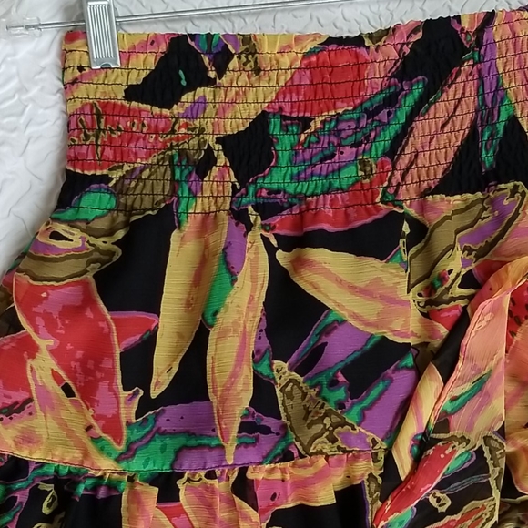 VTG Fashion Bug BOHO Bright Multicolor Floral/Leaves Maxi Gypsy Skirt, Size S - Picture 9 of 16